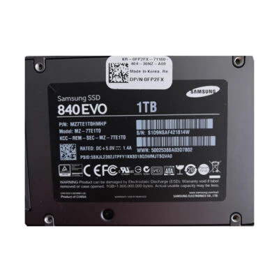 1TB Samsung 840 EVO Internal 2.5" SATA III SSD MZ7TE1T0HMHP HP Solid State Drive - Image 1 of 4