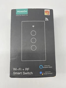 Interruptor inteligente Moesgo Wi-Fi + RF 3 velocidades/negro funciona con Alexa y Google Assistant - Imagen 1 de 6