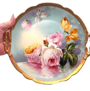 Splendido piatto torta 11" firmato Limoges France Duval acque riflettenti favoloso - Foto 1 di 5