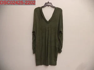 NWOT - Socialite Women's Green Double-V Long Sleeve Knit Dress, Size L - Picture 1 of 6