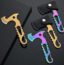 Mini Stainless Steel Axe Knife Fixed Blade Hunting Survival Camp Unbox Keychain