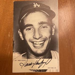 1974 TCMA SANDY KOUFAX 4X6 CARD AUTOGRAPH SIGNED Guaranteed To Pass - Picture 1 of 3