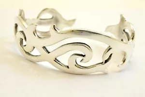 Men's/Women's Wide 925 Sterling Silver Cuff Bangle Bracelet. 30 grams - Picture 1 of 12