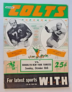 1949 10/16 NY Yankees @ Baltimore Colts Football Program (Tom Landry) AAFC - Picture 1 of 2