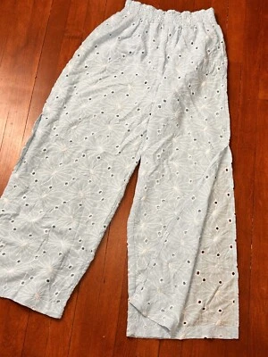 Pantalones grandes Ocean Drive para mujer Sandy Breeze azules con ojales abertura lateral playa Foto 1 de 4