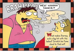 1994 SKYBOX THE SIMPSONS BARNEY GUMBLE SMELL O RAMA#9 BONGO TRADING CARD - Picture 1 of 5