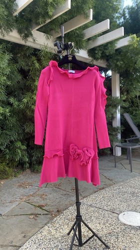 Abito tunica R.E.D Valentino rosso in maglia con volant scollo a V taglia small