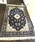 Oriental P e r s i a n T abriz Rug 4x6 Blue Area Rug, Hand-Knotted - Wool