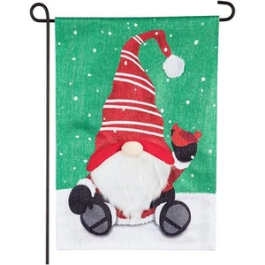 Bandera de hoja perenne, Navidad, 18""x12,5", Santa Tomte Jardín bandera de lino brillante - Imagen 1 de 3