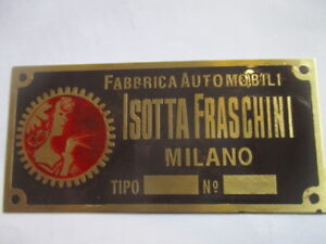 Typenschild Isotta Fraschini Schild ID-plate tag s36 Messing schwarz