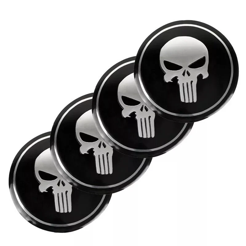 4 Piezas Calcomanía Punisher Calcomanía Cúpula Metal Rueda Centro Pegatina 2.2" 56mm Foto 1 de 3