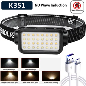 Torcia frontale COB LED ricaricabile faro lavoro barra luminosa fascia lampada NUOVO - Foto 1 di 12