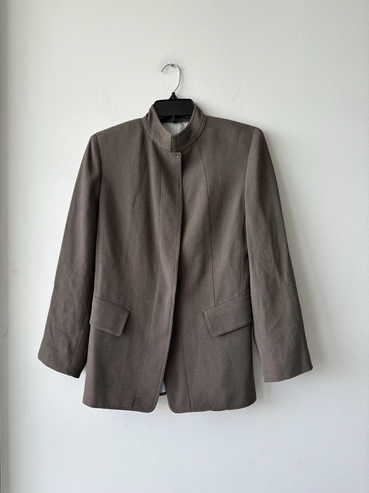 Vintage Garfield & Marks Blazer Mandarin Collar Taupe Made In NYC Size 2 See Des - Image 1 of 4