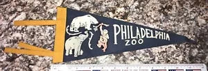 Vintage 1950s 60s Blue Philadelphia Zoo Souvenir Flag Banner Pennant 11.5" Long - Picture 1 of 8