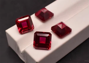 Wholesale 10pcs Top Asscher Cut Pigeon blood Red Ruby Lab Created Loose Gemstone - Picture 1 of 4