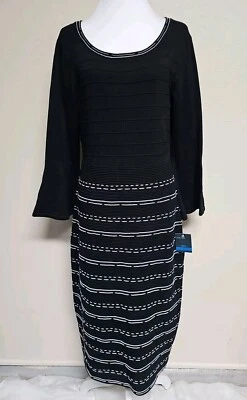 NWT GABBIE SKYE Women's Sweater Dress 3/4 Bell Sleeve Scoop Neck Striped.Size XL - Image 1 of 4