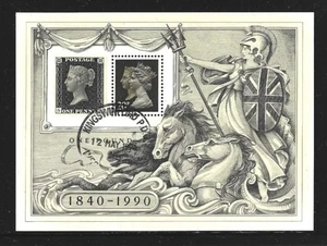 GREAT BRITAIN – 1990 – 150 YEARS PENNY BLACK SOUVENIR SHEET - Sc #MH193f - USED - Picture 1 of 1