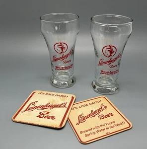Leinenkugels Bierglas & Untersetzer Set / Vintage Wirtshaus Werbung / Männerhöhle Geschenk - Bild 1 von 10