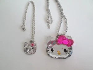 Set of 2 Sanrio Hello Kitty Necklaces - Crystal Studded and Acrylic Pendants - Picture 1 of 2