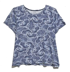 Croft & Barrow The Classic Tee, camiseta azul con estampado de cachemira, talla 1X - Imagen 1 de 4