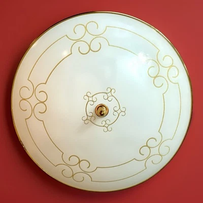 Vintage 1960's-70s MCM Retro Amber Crystalline Designer Glass Light Fixture - image 1 of 4