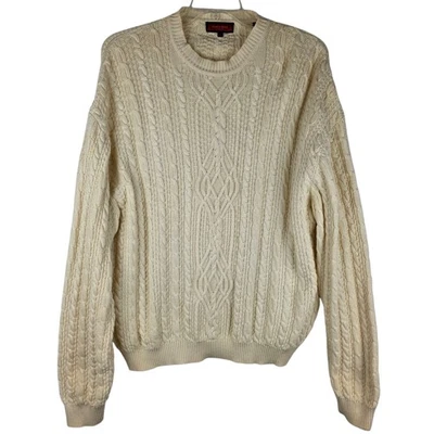 Suéter Austin Reed Fisherman Tejido con Cable Hombres 2XL Crema Preppy Ivy League Clásico Foto 1 de 4