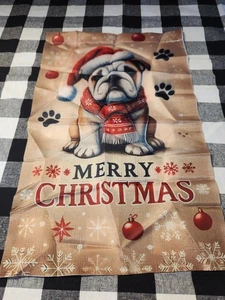 Gartenfahne 11x17 Weihnachten Bulldogge einseitig - Bild 1 von 1