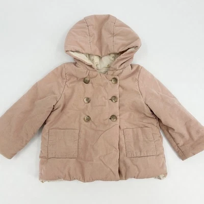 Chaqueta con Capucha Bonpoint Niñas Rosa Pana Algodón Doble Pecho Talla 2 Foto 1 de 4