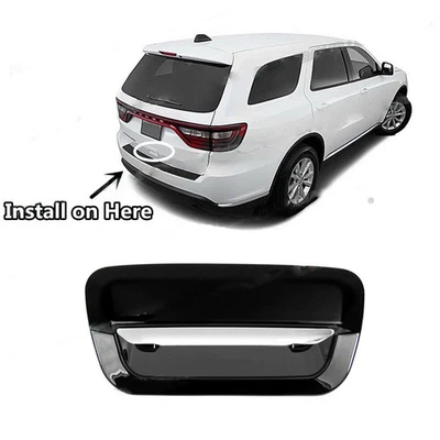 Cubierta de tazón de manija de puerta de maletero trasero negro brillante para Dodge Durango SUV 2014-2024 Foto 1 de 4