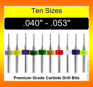 Juego de brocas -10 tamaños .04" .043 .044 .045 .0465 .047 .049 .051 .052 .053" C1 - Imagen 1 de 5