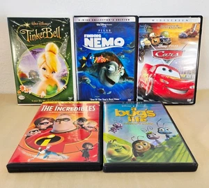 Disney Pixar DVD Lot Tinker Bell, Finding Nemo Cars The Incredibles, A Bugs Life - Picture 1 of 1