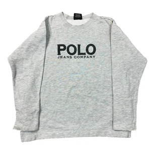 Ralph Lauren Sweatshirt Polo Jeans Retro Logo Jumper Grey Womens Small - Picture 1 of 13