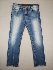 GUESS Lincoln Slim Straight Denim Jeans Men's 33x29 Whiskered Faded Wash - Picture 1 of 10