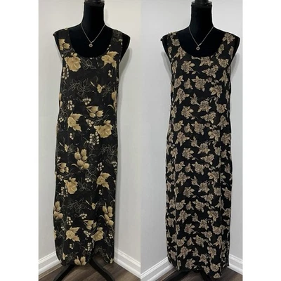 Maxi Vestido De Colección Años 90 Estampado Reversible Boho Hippie Tribal Abertura Lateral Sin Mangas M Foto 1 de 4