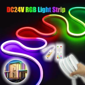 25m24V RGB Waterproof LED Neon Light Strip Outdoor Building Floor Room Decor - Picture 1 of 21