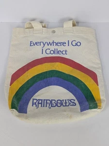 Vintage Canvas Tote Book Bag With Snap Everywhere I Go I Collect Rainbows Pride  - Picture 1 of 9