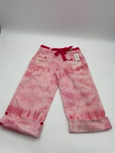 Faded Glory Knee Length Capris Shorts Girls 16 Pink Tie-Dye Adjustable Waist - Picture 1 of 10