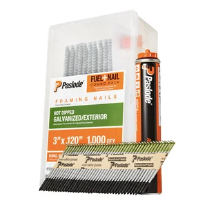 Paslode Framing Nails & Fuel Pack 650527, 3 inch x .120 Gauge, Dipped Galvanized - Picture 1 of 7