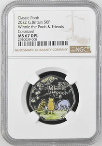 2022 GREAT BRITAIN 50p DISNEY'S CLASSIC POOH & FRIENDS NGC MS67 DPL not niue - Picture 1 of 7