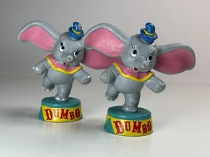 2 Vintage Dumbo Walt Disney PVC Figure Bullyland 1987 Cake Topper On Stand - Picture 1 of 13