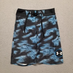 Under Armour Big Boys Swim Trunks Board Shorts Size 22 Blue Black Loose Youth - Picture 1 of 7