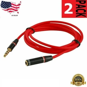 2X 4FT 3.5mm 4-Pole AUX Extension Cable Stereo Audio Headphone Male to Female - Picture 1 of 12