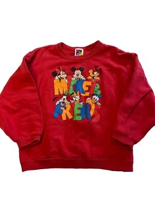 Kids WALT DISNEY Red Vintage Tokyo Disneyland Mickey & Friends Sweatshirt Sz 120 - Picture 1 of 4