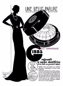 PUBLICITE GIBBS SAVON DENTIFRICE BELLE PARURE POUPROU BORNIER DE 1933 FRENCH AD - Foto 1 di 1