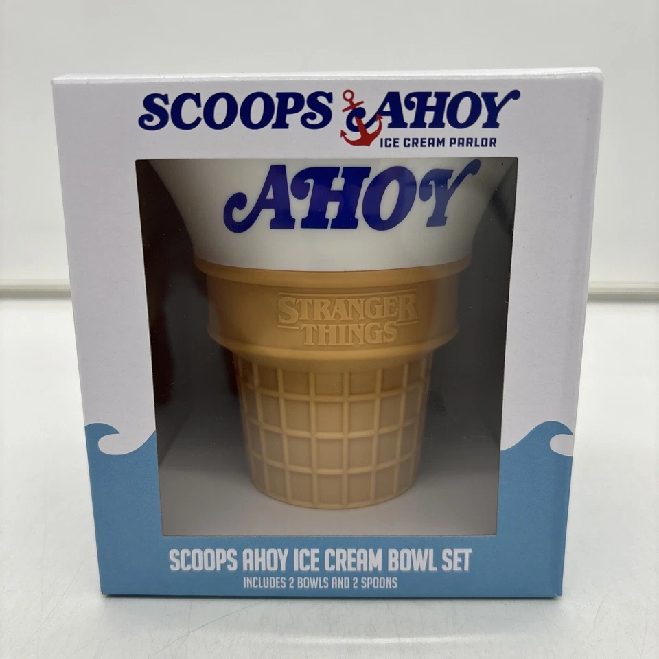 Netflix Stranger Things Scoops Ahoy Ice Cream Bowl Set 2 Bowls 2 Spoons 2023 - Image 1 of 1