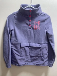 Under Armour Brand New! Girls Youth XL Purple Fleece 1/2 Snap Pullover Jacket - Picture 1 of 4