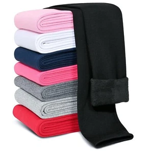 Girls Fleece Lined Leggings Cotton Kids Winter Warm Leggings Thick Thermal Ti... - Picture 1 of 6