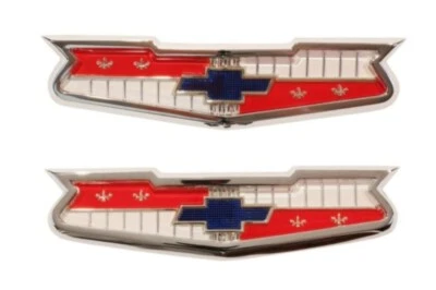 Trim Parts Hood and Trunk Emblem Pair For 1956-1960 Bel Air Impala 150 210 V8 - Image 1 of 4