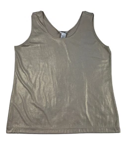 Chicos Traveler Sz 2  M (12-14) Gold Metallic Shimmer Tank Top Shell Cami Layer - Picture 1 of 4