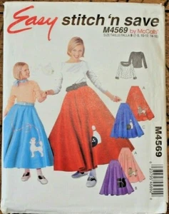 McCall's 4569 Girl 50's Top /Poodle Skirt Costume Sewing Pattern 7-8-10-12-14-16 - Picture 1 of 4